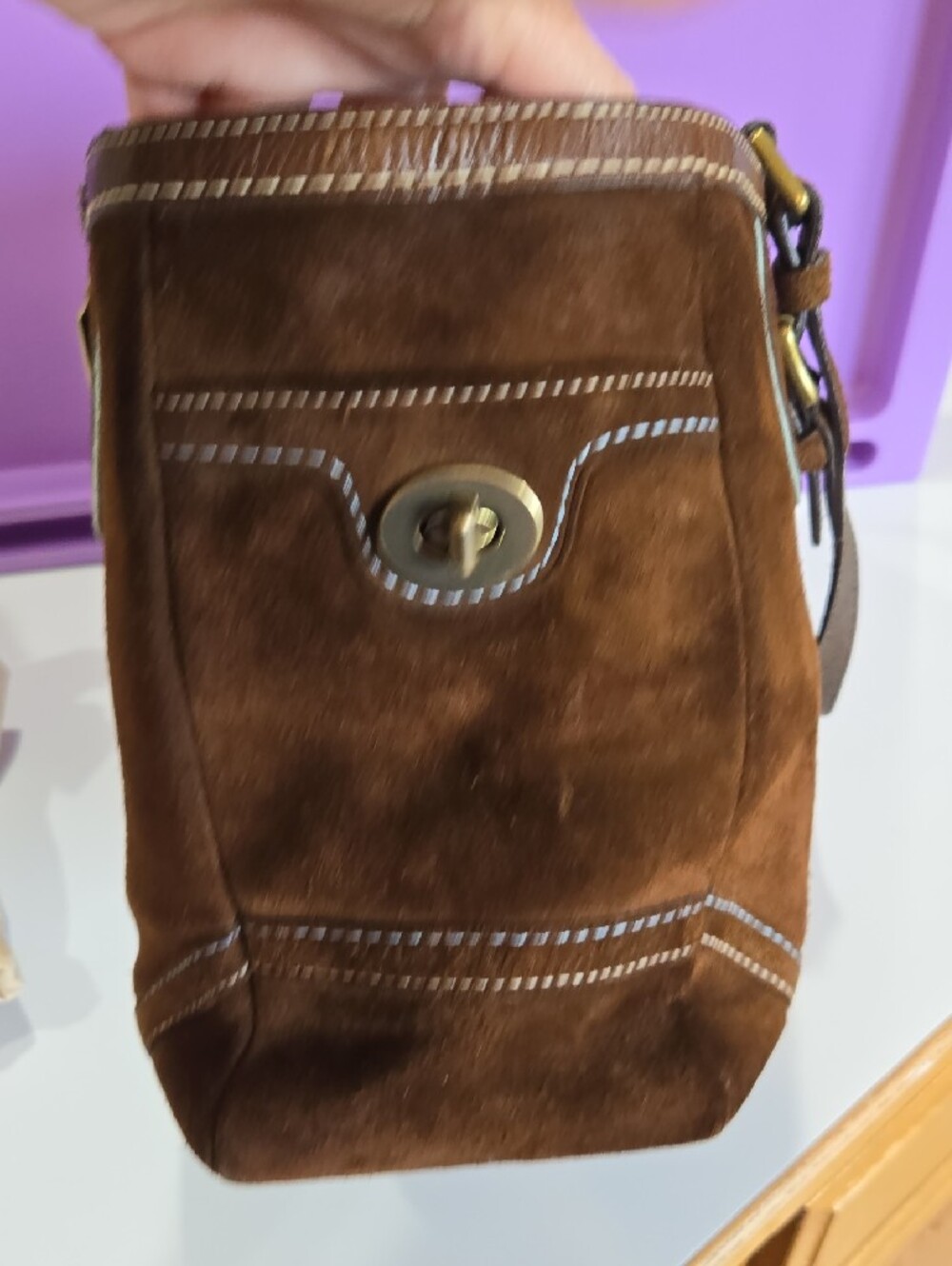 Coach Hampton Gallery Brown Suede Tote (Style 8B03) - Picture 3 of 16